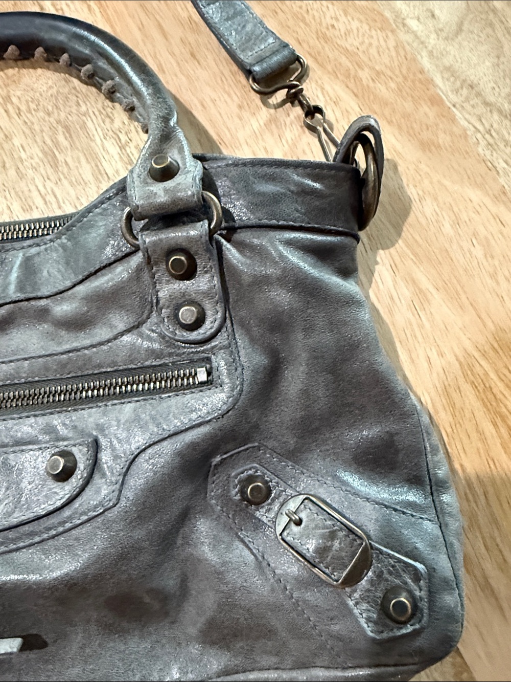 Vintage Balenciaga City Handle Bag 103208 213048 Leather Gray Authentic F0605423 - Picture 6 of 14